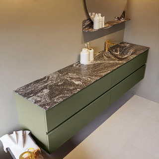 Mondiaz VICA-DLUX ensemble de meuble de salle de bain - 200cm - meuble sous-vasque armée - 4 tiroirs - lavabo encastré nuage droite - 1 trou de robinet - version haute de 60cm - lave