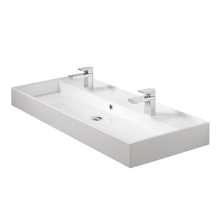 Tiger Items Plan lavabo 105x45cm marbre artificiel 2 trous blanc