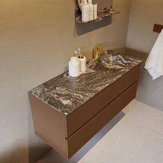 Mondiaz VICA-DLUX ensemble de meuble de salle de bain - 120cm - meuble sous-vasque posé - 4 tiroirs - lavabo encastrée cloud droite - 1 trou de robinet - version haute de 60cm - lave