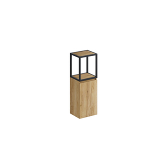 Thebalux Half hoge kast 1x deur met mat zwart frame en 2x inleg hout greeplijst links draaiend