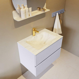 Mondiaz VICA-DLUX Ensemble de meuble de salle de bain - 70cm - meuble sous-vasque cale - 2 tiroirs - lavabo encastrée cloud milieu - 1 trou de robinet - version haute 60cm - opalo