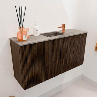 Mondiaz JOYA-DLUX 80cm toiletmeubel - kleur Walnut - Wastafel FAYE positie Midden 1 kraangat kleur Oza.
