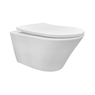 Wiesbaden Vesta Tornado WC suspendu rimless avec chasse d'eau Tornado et revêtement nano avec abattant WC Shade slim softclose et quick release finition brillante blanche