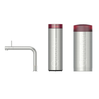 Quooker BE Front – Robinet eau bouillante avec bec pivotant, Combi et réservoir Cube inclus – Eau chaude, bouillante, pétillante et filtrée – Inox