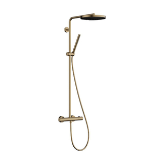 Hansgrohe Pulsify S Puro Ensemble de douche de tête thermostatique - 26cm - douche de tête ronde - douchette à main - bronze brossé (bronze)