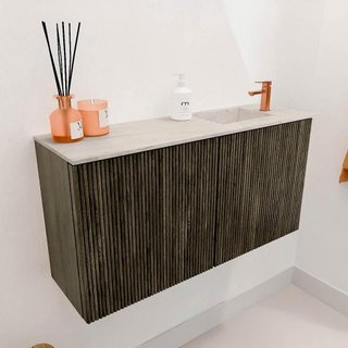 Mondiaz JOYA-DLUX 80cm toiletmeubel - kleur Shadow - Wastafel FAYE positie Rechts 1 kraangat kleur Ostra.