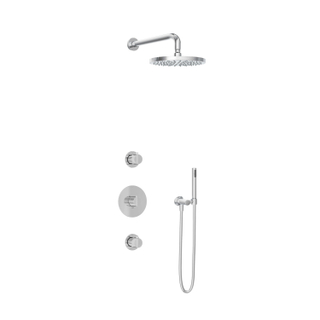 Hotbath Buddy IBS1 Regendoucheset - 2 stopkranen - 35cm wandarm - 25cm ronde hoofddouche - staafhanddouche - chroom