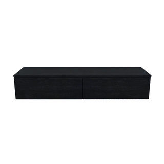 Arcqua living meuble 160x46x30cm 2 tiroirs sans poignée panneau de particules mélaminé chêne noir