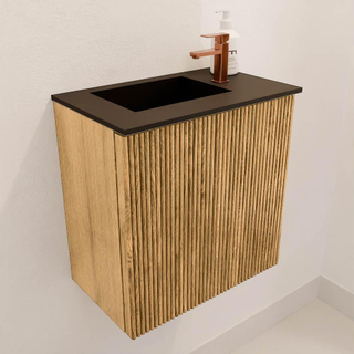 Mondiaz JOYA 40cm toiletmeubel - kleur Oak - Wastafel FAYE positie Links 1 kraangat kleur Urban.