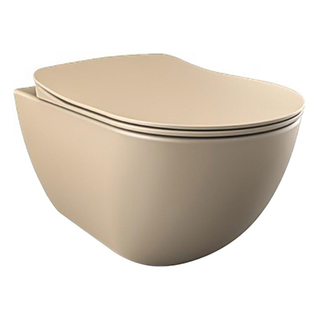 Creavit Design Hangend Toilet - 35.3x51cm - RVS Bidetsproeier - mat cappucino