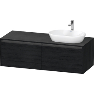 Duravit ketho 2 meuble sous lavabo avec plaque console avec 2 tiroirs pour lavabo à droite 140x55x45.9cm avec poignées chêne anthracite noir mat