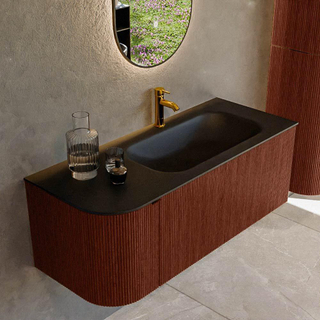 Mondiaz KURVE Badkamermeubelset - 115x46x40cm - 1 lade - 1 deur - wastafel solid surface - rechts - 1 kraangat - Ruby