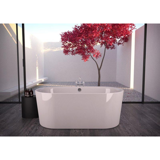 PliegerKansasvrijstaand bad acryl met waterinlaat155x80x60cmmet poten | met af- en overloopgarnituur chroomwit