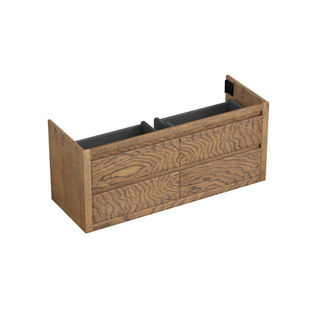 Forzalaqua Gela 2.0 meuble sous lavabo 140x51x60cm avec 4 tiroirs sans poignée à fermeture douce Chêne massif Castle Brown