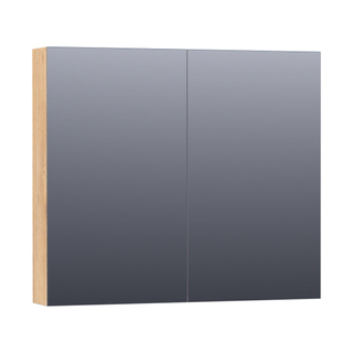 Saniclass Dual Spiegelkast - 80x70x15cm - 2 links- rechtsdraaiende spiegeldeur - MFC - nomad