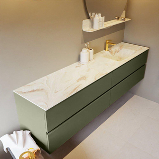 Mondiaz VICA-DLUX ensemble de meuble de salle de bain - 200cm - meuble sous-vasque armée - 4 tiroirs - lavabo encastré nuage droite - 1 trou de robinet - version haute de 60cm - frape