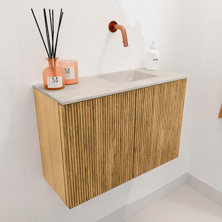 Mondiaz JOYA-DLUX 60cm meuble de toilette - couleur Oak - Vasque FAYE position Droite Sans trou de robinet couleur Ostra.