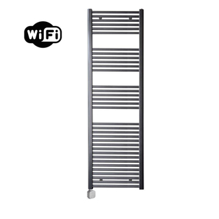 Sanicare HPW Radiateur électrique - 172x60cm - 1127W - wifi - thermostat - argent - en bas à gauche - gunmetal (anthracite)