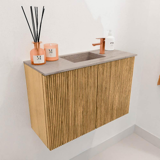 Mondiaz JOYA-DLUX 60cm toiletmeubel - kleur Oak - Wastafel FAYE positie Midden 1 kraangat kleur Saba.