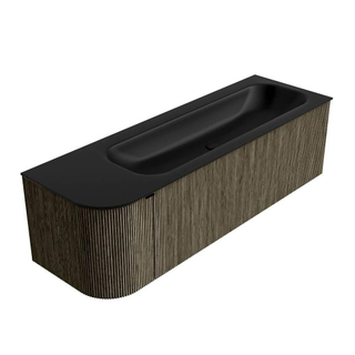 Mondiaz KURVE Badkamermeubelset - 145x46x40cm - 1 lade - 1 deur - wastafel solid surface - rechts - 1 kraangat - Shadow