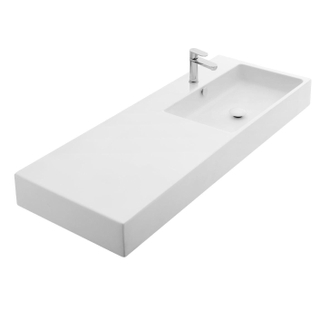 Thebalux wastafel quadro 120cm keramiek 1x kom rechts 1x kraangat wit