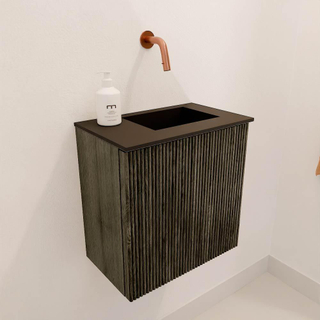 Mondiaz JOYA 40cm toiletmeubel - kleur Shadow - Wastafel FAYE positie Rechts Zonder kraangat kleur Urban.