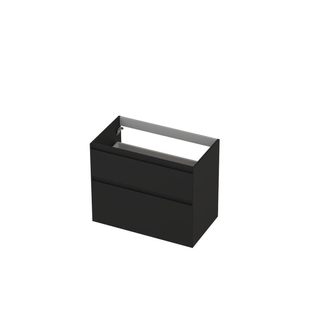 Ink meuble 2 tiroirs sans poignée laqué 45gr a symétrique 80x65x45cm noir mat