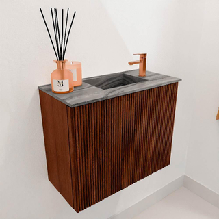 Mondiaz JOYA-DLUX Meuble de salle de bains - 50cm - couleur Ruby - Lavabo FAYE position Droite 1 trou de robinet couleur Sombra.