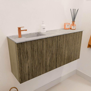 Mondiaz JOYA-DLUX 90cm toiletmeubel - kleur Dusk - Wastafel FAYE positie Links 1 kraangat kleur Glace.