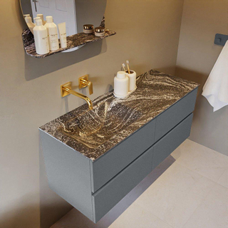 Mondiaz VICA-DLUX ensemble de meuble de salle de bain - 120cm - meuble sous-vasque plata - 4 tiroirs - lavabo encastrée cloud gauche - sans trous de robinet - version haute de 60cm - lave