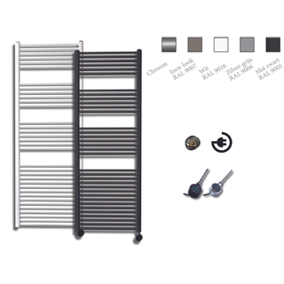 Sanicare Elektrische Design Radiator - 172 x 60 cm - 1127 Watt - thermostaat chroom rechtsonder - zilver grijs