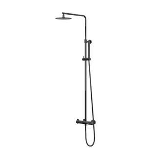 IVY Pact Ensemble douche pluie - mural - pomme de douche medium 30 cm - douchette 3 jets - Noir Chrome PVD