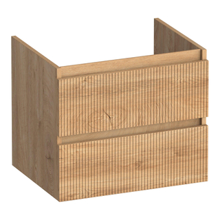 BRAUER Joy Wavy wastafelonderkast 60 2 softclose lades - greeploos - 1 sifon uitsparing - Forest Tan