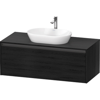 Duravit ketho 2 meuble sous lavabo avec plaque console avec 1 tiroir 120x55x45.9cm avec poignée chêne anthracite noir mat