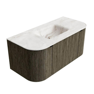 Mondiaz KURVE-DLUX Badkamermeubelset - 100x46x40cm - 1 lade - 2 deuren - wastafel solid surface - midden - 1 kraangat - Shadow