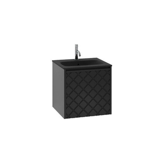 Crosswater Vergo ensemble de meubles de salle de bain - 49.8x47.6x45.5cm - 1 lavabo en verre - noir - 1 trou pour robinet - 1 tiroir - noir mat