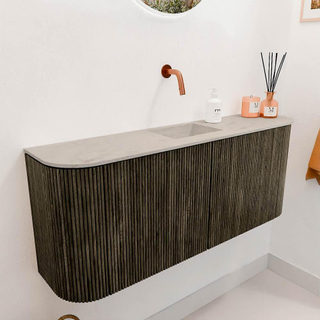 Mondiaz JOYA-DLUX 103.2cm toiletmeubel - ronding links en rechts kleur Shadow - Wastafel FAYE positie Midden Zonder kraangat kleur Opalo.