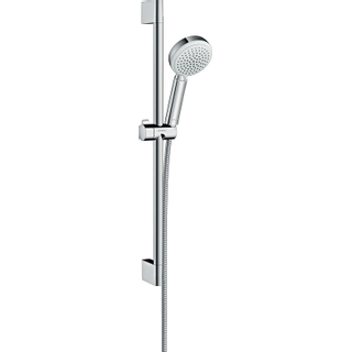 Hansgrohe Crometta 100 Ensemble de douche 65cm avec douchette à main Crometta 100 Vario avec flexible de douche MetaflexC 160cm blanc/chrome