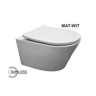 Wiesbaden Vesta WC suspendu rimless avec abattant slim Shade softclose et quick release mat blanc