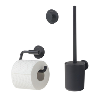 Tiger Urban Toiletaccessoireset Toiletborstel met houder Toiletrolhouder zonder klep Handdoekhaak Zwart