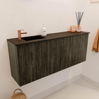 Mondiaz JOYA 100cm toiletmeubel - kleur Shadow - Wastafel FAYE positie Links 1 kraangat kleur Urban.