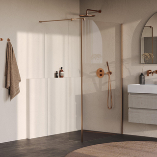 BRAUER Oblivion Inloopdouche - 120x200cm - 40cm zijwand - glascoating - helder glas - geborsteld koper PVD