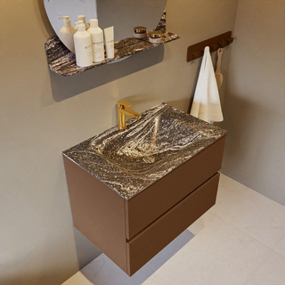 Mondiaz VICA-DLUX Ensemble de meuble de salle de bain - 70cm - meuble sous-vasque reposant - 2 tiroirs - lavabo encastrée cloud milieu - 1 trou de robinet - version haute de 60cm - lave