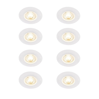 QAZQA Ulo Inbouwspot - set van 8 - 8.2x8.2cm - incl. LED - 3 staps dimbaar - IP44 - rond - mat wit