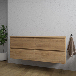 Adema Chaci Meuble de Salle de Bain - 140cm - 4 tiroirs - sans poignée - cannelle