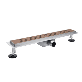 FugaFlow Eccelente Anta douchegoot badkamer - 50cm - met vloerflens - met rooster - geborsteld koper