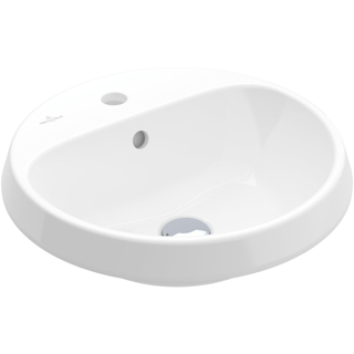 Villeroy & boch architectura lavabo à encastrer 45x45x17cm rond 1 trou pour robinet avec trou de trop-plein blanc alpin gloss ceramic+