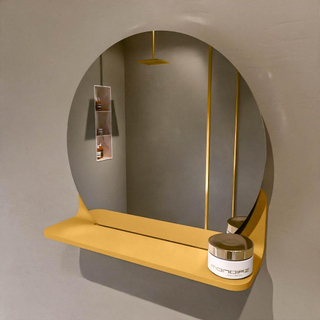 Mondiaz SPOT Badkamerspiegel - rond 40cm - spiegelplanchet - kleur Ocher