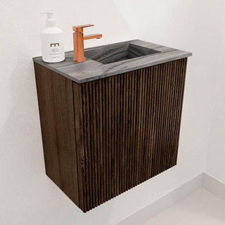 Mondiaz JOYA-DLUX Meuble de toilette 40cm - couleur Walnut - Vasque FAYE position Droite 1 trou de robinet couleur Sombra.