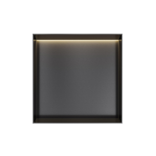 Hotbath &MORE Inbouwbox of inbouwnis - 30x30x10 - frameless + LED - Geborsteld zwart PVD